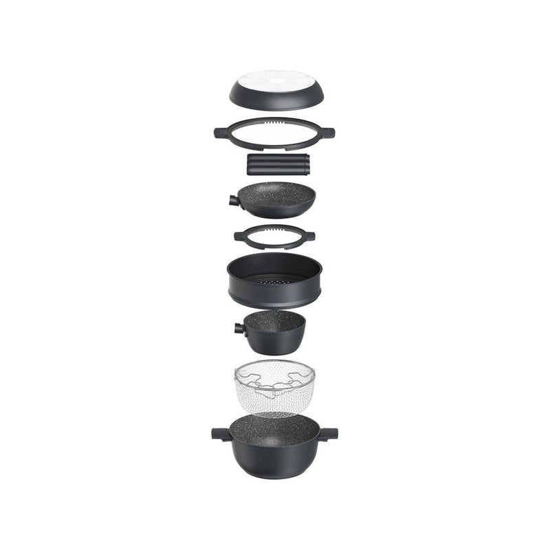 Tognana Batteria di Pentole 11 Pezzi Modulo Dark Grey in Alluminio Beige – Set Pentole e Casseruole per la Cucina
