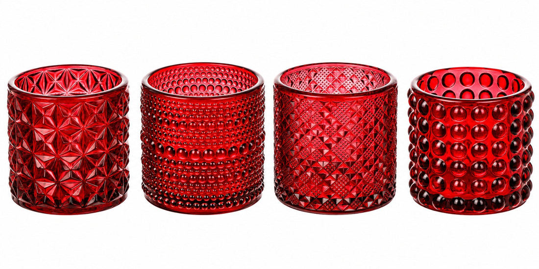 ARPIMEX Vasetti Vetro Portacandele D 7 Cm H 6,8 Cm Rosso Mix 4 Pz
