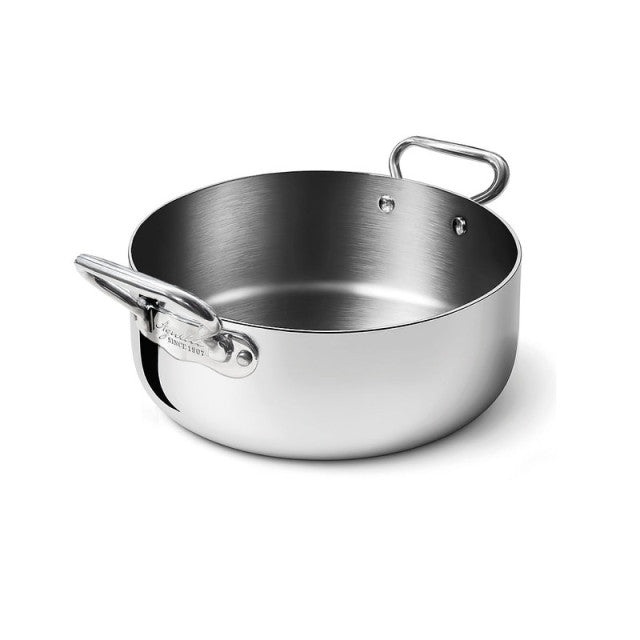 AGNELLI Casseruola Bassa Aluinox 3Ply Inox Lucida 32x12 cm 2 Manici