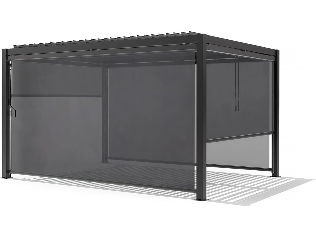 Moia Greenwood Self-rolling Blackout Awning for Pergola in Textilene 4m Anthracite