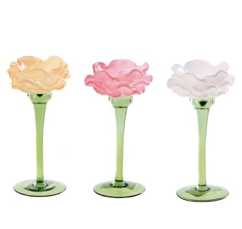 Ad Trend Portacandela Decorativo in Vetro Ø 9,5 x H 19,5 cm – Porta Candela per Arredo Casa, Modelli Assortiti 1 Pz
