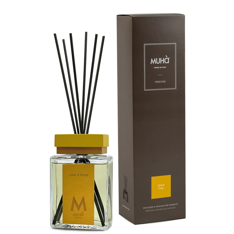 Muhà Luxe Perfume Diffusore Ambiente con Bastoncini Uva e Fico 100 Ml