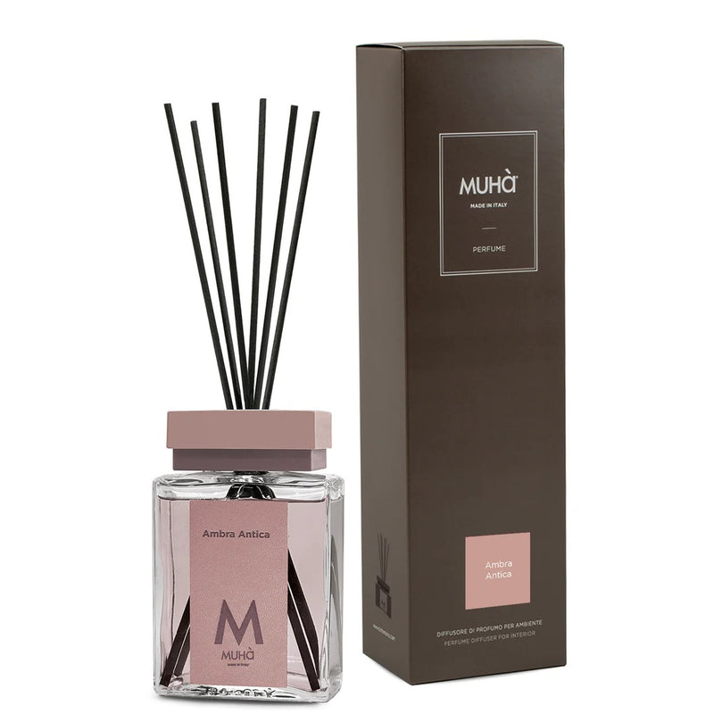 Muhà Luxe Perfume Diffusore Ambiente con Bastoncini Ambra Antica 100 Ml
