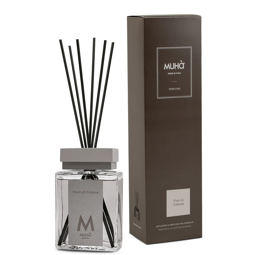 Muhà Luxe Perfume Diffusore Ambiente con Bastoncini Fiori Di Cotone 200 Ml