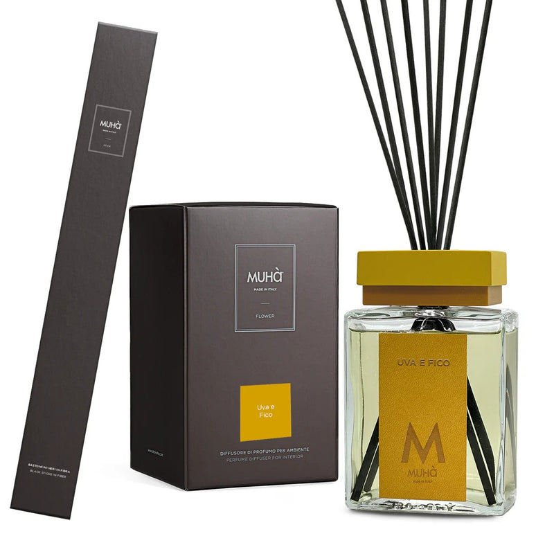 Muhà Luxe Perfume Diffusore Ambiente con Bastoncini Uva e Fico 1.000 Ml