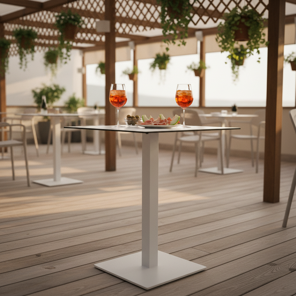 Weißer Sockel auf der Hotelterrasse