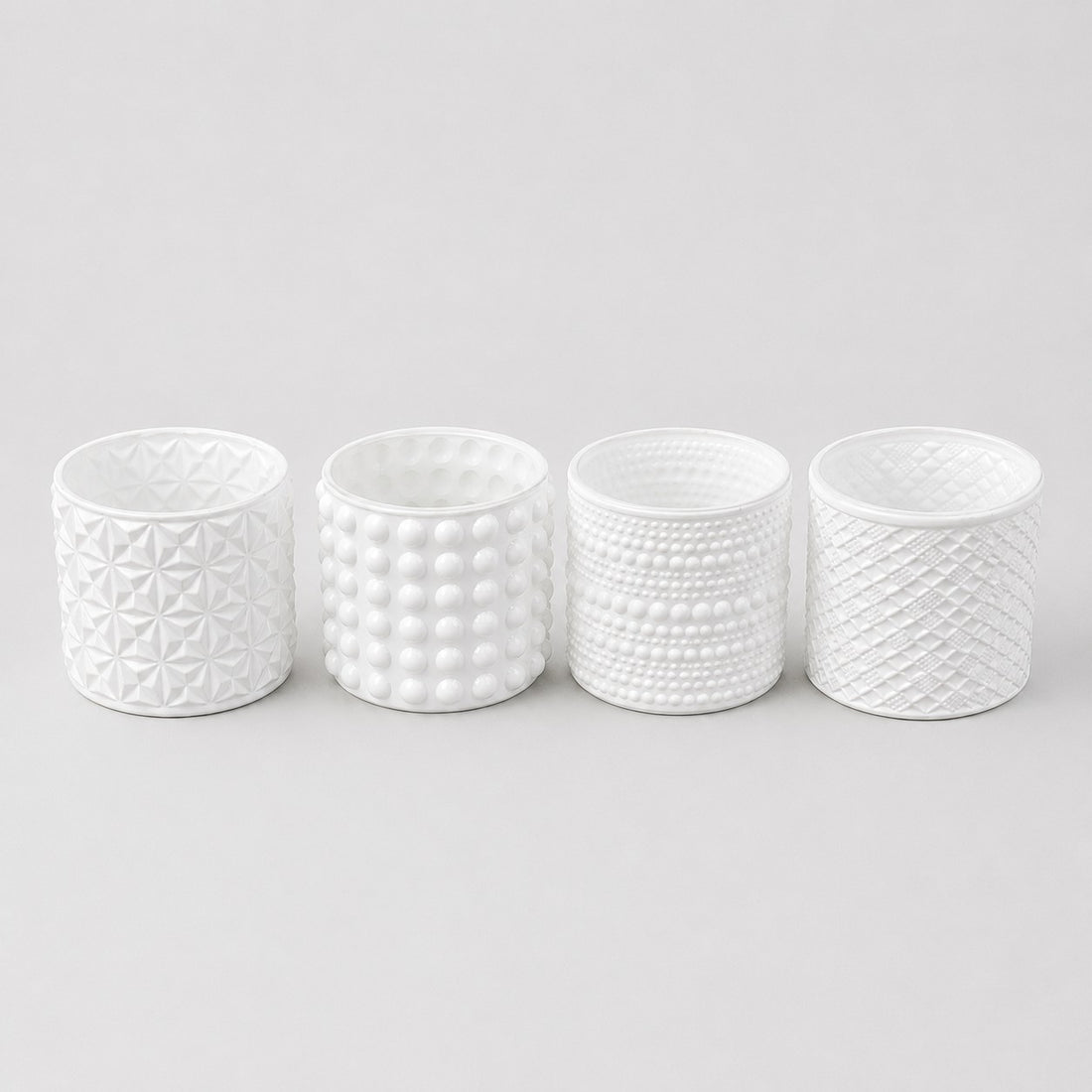 ARPIMEX Vasetti Vetro Portacandele D 7 Cm H 6,8 Cm Bianco Mix 4 Pz