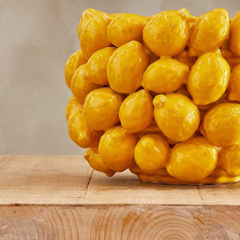 EDG Enzo De Gasperi Vaso Chakra Limoni H 19 Cm D 28 Cm 36 Frutti Giallo