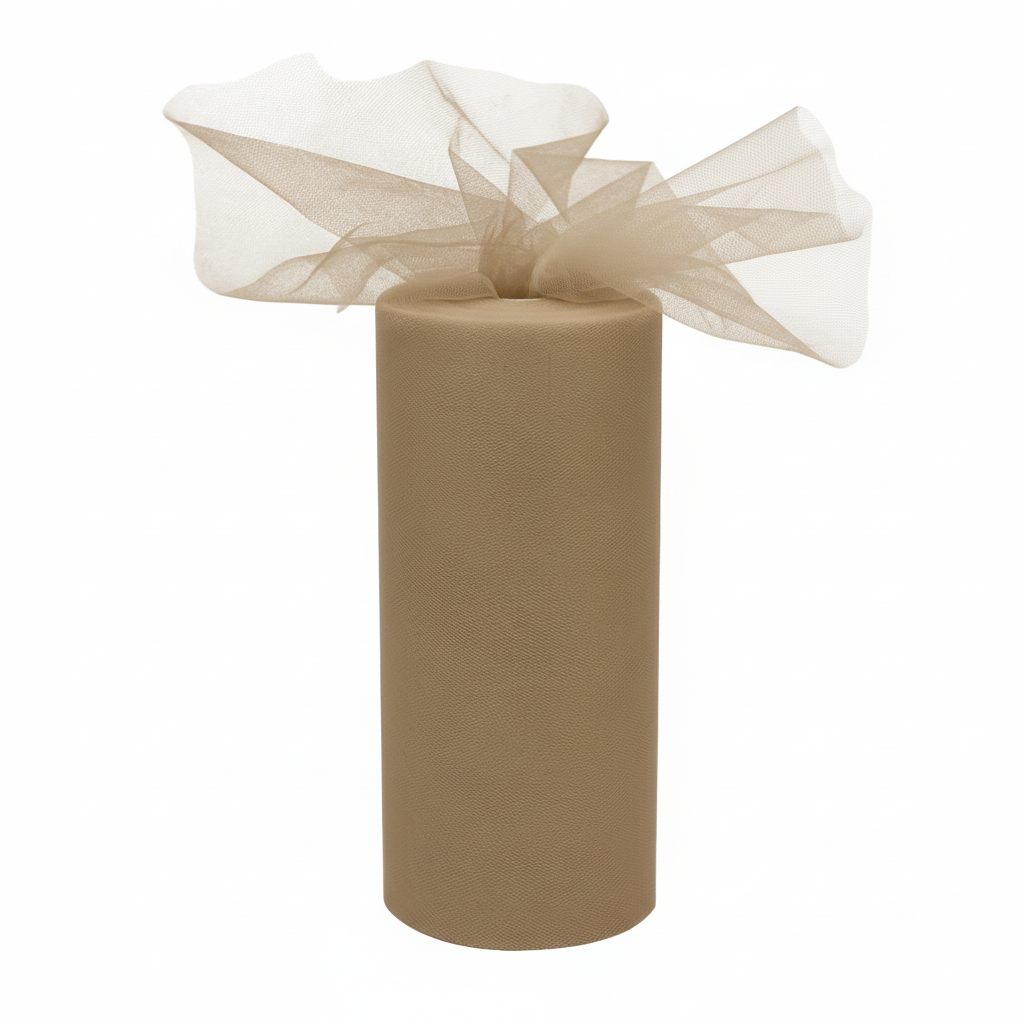 Rotolo Tulle semi-trasparente per bomboniere, decorazioni e fai da te. ARPIMEX rotolo tortora H 25 cm × 100 mt, rete fine, no sfilacciatura