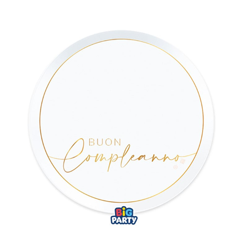 big party big party piatti carta buon compleanno gold d 18 cm bianco oro ean 8020834766110