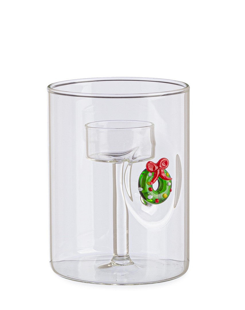 bizzotto bizzotto portacandela lavish con ghirlanda di natale h 12 cm d 9 cm con scatola regalo ean 8051836752146