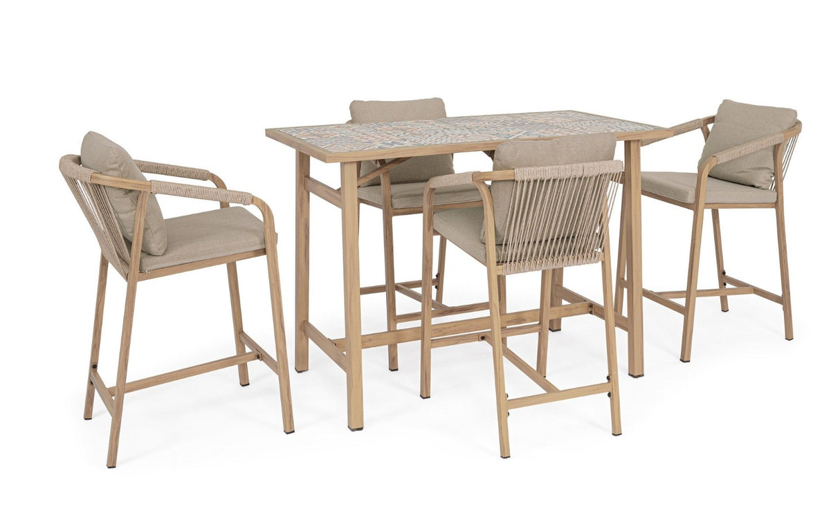 bizzotto bizzotto set bar tavolo rettangolare e 4 sgabelli kalimera colore desert ean 8051836779006