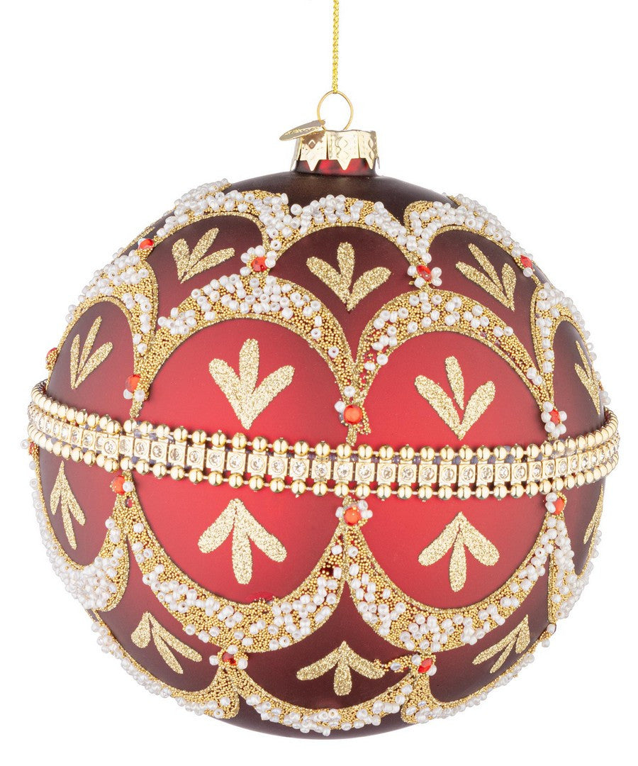 bizzotto bizzotto sfera di natale beloved d 150 mm vetro rosso con brillanti e perle ean 8051836743328