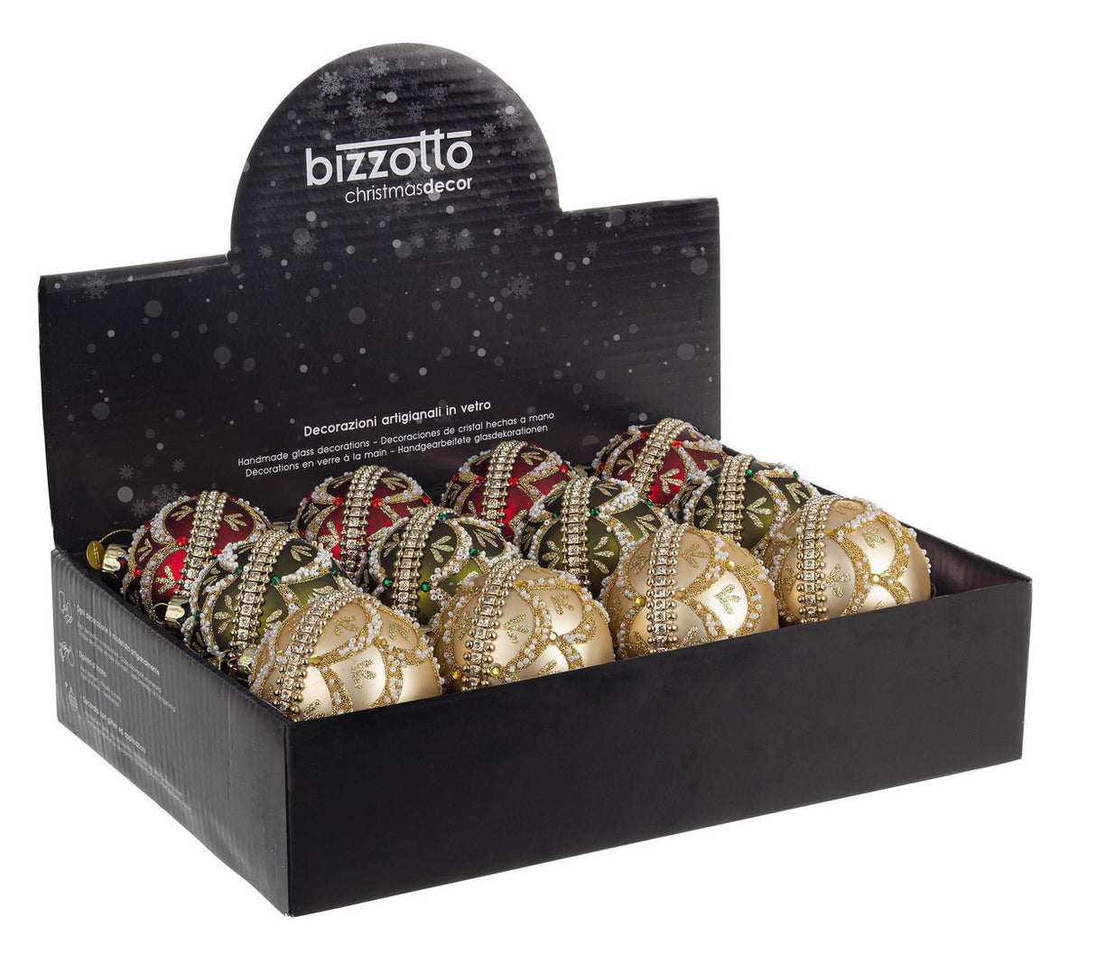 bizzotto bizzotto sfera di natale beloved d 80 mm ass verde rosso oro 1 pz ean 8051836748972