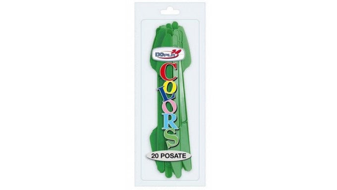 Coltelli monouso verdi Dopla in plastica alimentare resistente, conf. 20 pz: igienici, pronti all'uso. Ideali per feste, picnic e catering