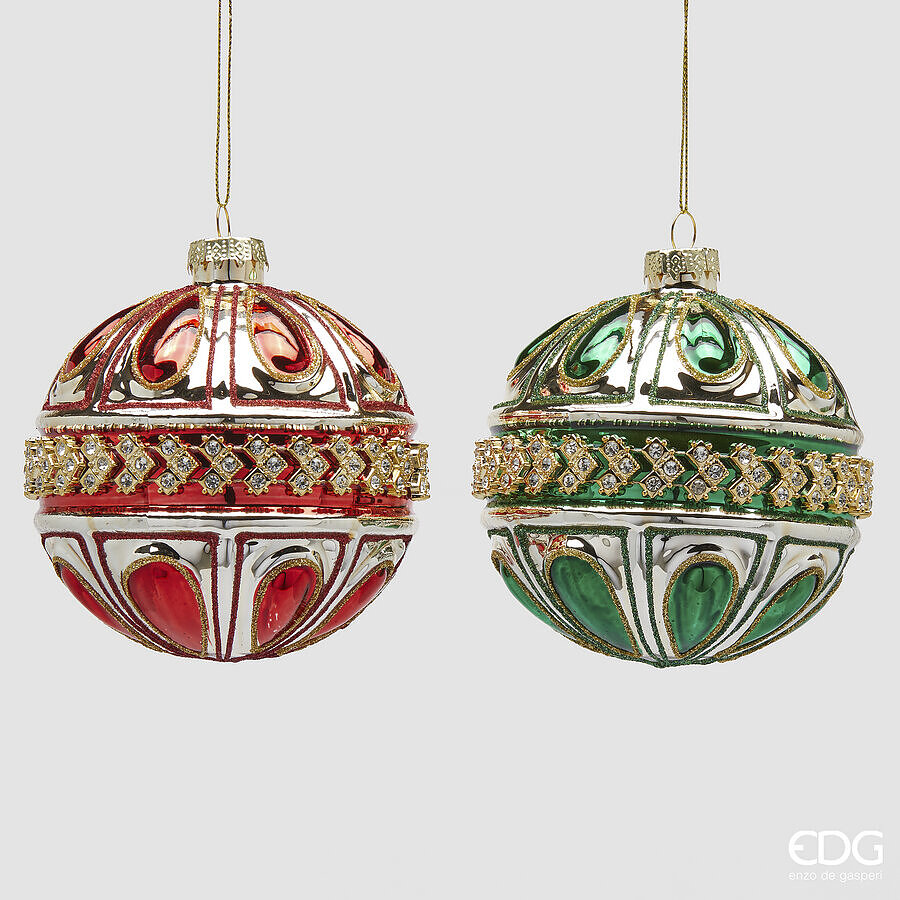 edg enzo de gasperi edg enzo de gasperi addobbo palla rococo di natale ass d 10 cm green red 1 pz ean 8059824572738