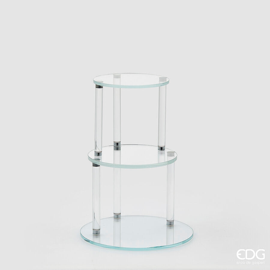 edg enzo de gasperi edg enzo de gasperi alzata decorativa splendor rotonda 3 piani h 38 cm d 30 cm vetro natural ean 8059824514974