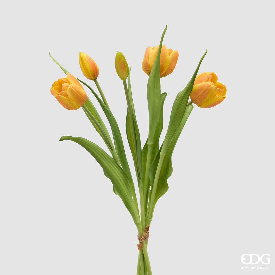edg enzo de gasperi edg enzo de gasperi bouquete tulipano chiuso x4 h 40 cm con bocciolo giallo arancione ean 8059824612762