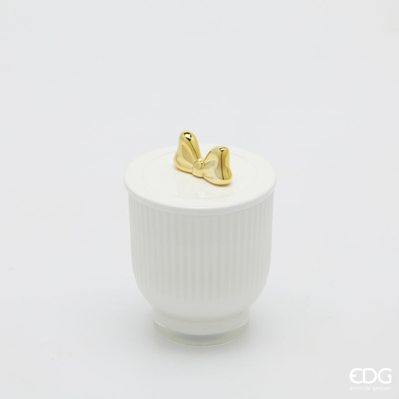 edg enzo de gasperi edg enzo de gasperi candela di natale fiocco con vaso h 13 cm d 9 cm frangipani bianco oro ean 8059824544025
