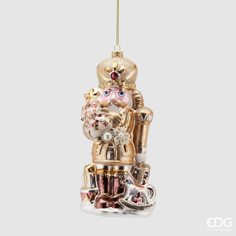 edg enzo de gasperi edg enzo de gasperi decorazione di natale soldatino h 19 cm vetro light gold ean 8059824293855