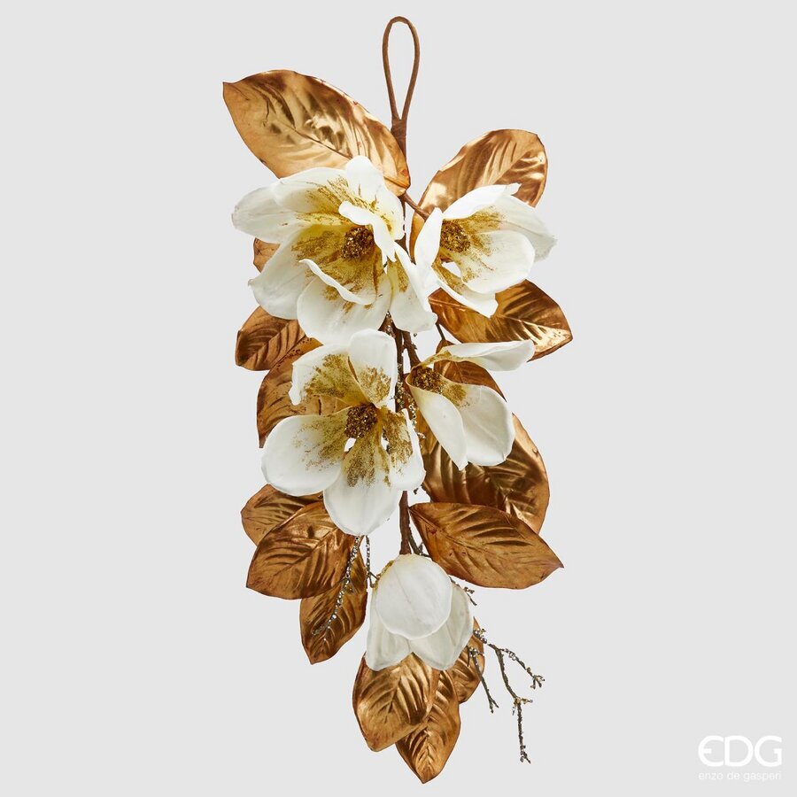 edg enzo de gasperi edg enzo de gasperi decorazione magnolia shine natalizia a goccia h 75 cm bianco oro ean 8059824205070