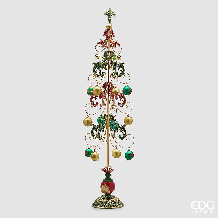edg enzo de gasperi edg enzo de gasperi decoro albero di natale con decorazioni metallo h 125 cm green red ean 8059824542359
