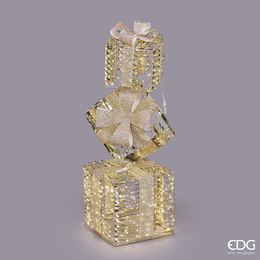 edg enzo de gasperi edg enzo de gasperi decoro natale pacco regalo stripes 600 microled h 95 cm l 30 cm l 30 cm ip44 gold ean 8059824546166