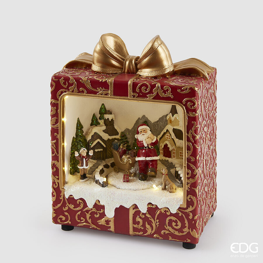 edg enzo de gasperi edg enzo de gasperi diorama pacco regalo di natale led h 24 cm l 20 cm l 12 cm musica movimento e led red gold ean 8059824532268