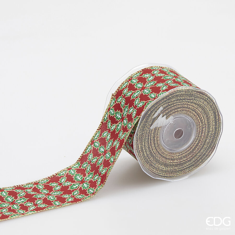 edg enzo de gasperi edg enzo de gasperi nastro agrifoglio di natale h 65 mm l 10 mt green red ean 8059824598318