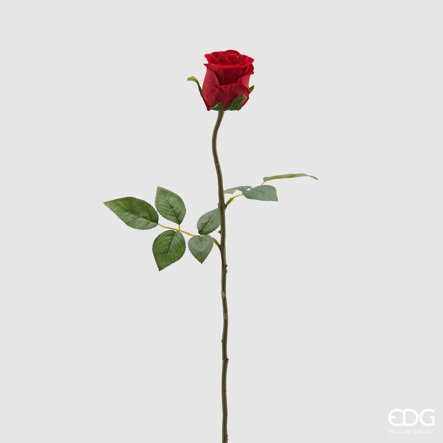 edg enzo de gasperi edg enzo de gasperi rosa velvet ramo con foglie h 60 cm pianta artificiale colore rosso ean 8059824327574