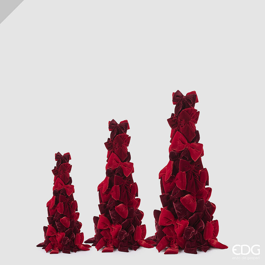 edg enzo de gasperi edg enzo de gasperi set 3 coni natalizi con fiocchi h1008060 cm rosso mix decorazioni di natale ean 8059824710963