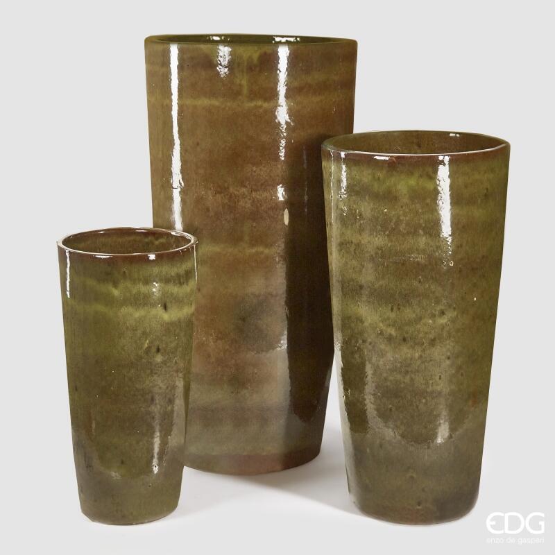 edg enzo de gasperi edg enzo de gasperi set 3 pz vaso glaze h 100 cm h 80 cm h 60 cm olive ean 8059824310736