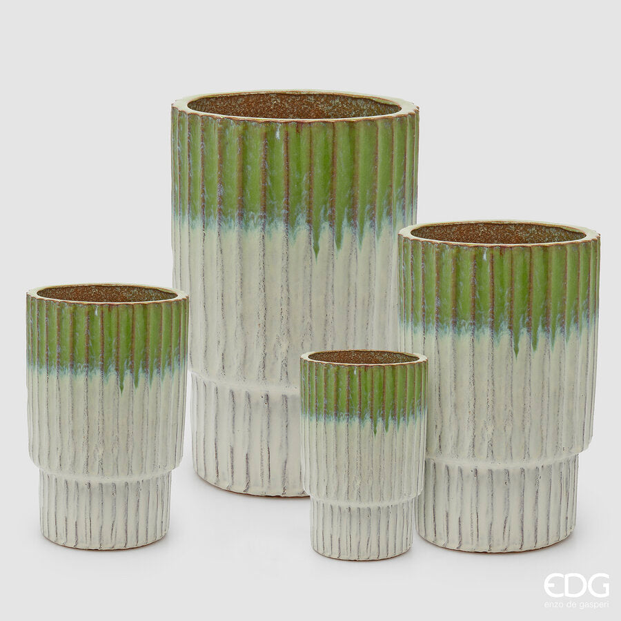 edg enzo de gasperi edg enzo de gasperi set 4 pz vaso glaze atlas righe h 68 cm h 56 cm h 44 cm h 37 cm waterproof mix verde ean 8059824608918