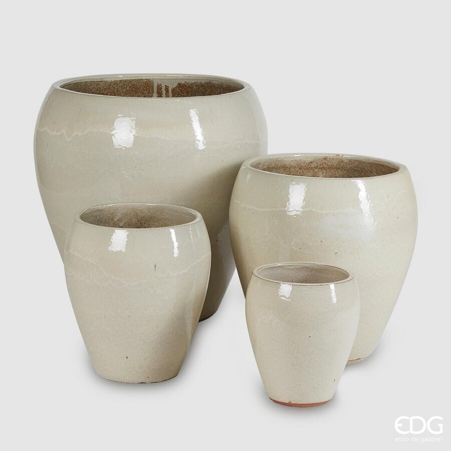 edg enzo de gasperi edg enzo de gasperi set 4 pz vaso glaze bombato h 68 cm h 52 cm h 42 cm h 32 cm avorio ean 8059824046697