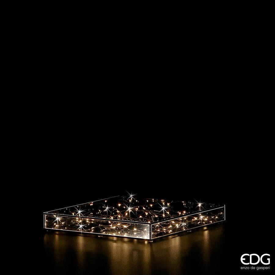 edg enzo de gasperi edg enzo de gasperi teca vassoio natale con 40 led h 4 cm 30 x 30 cm grey ean 8056372667855