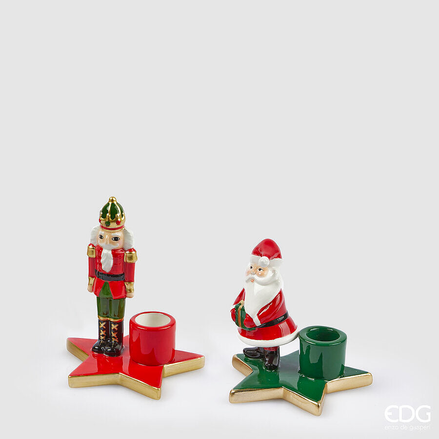 edg enzo de gasperi portacandela babbo natale soldatino h 11 cm rosso verde 1 pz ean 8059824390714