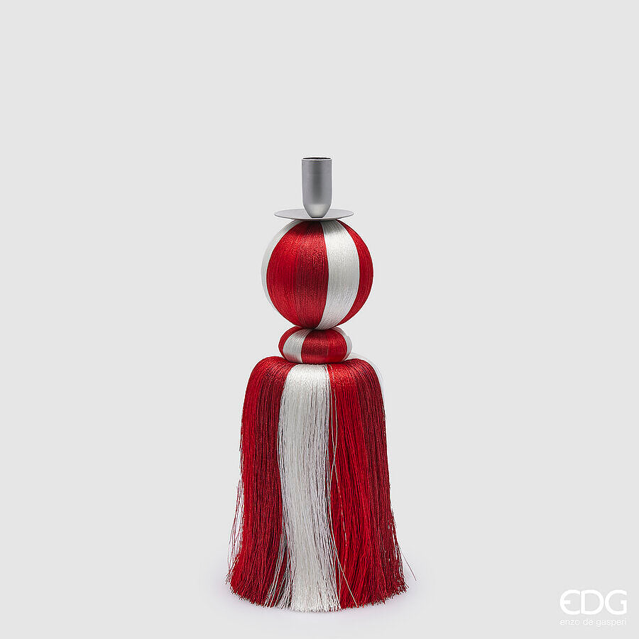 edg enzo de gasperi portacandela nappa natale h 35 cm bianco rosso ean 8059824421227