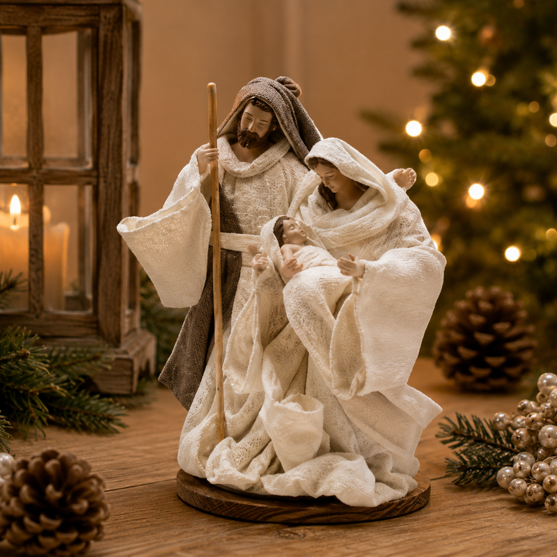 EDG Enzo De Gasperi Natività Lord Natale con Base H 17 Cm Ivory
