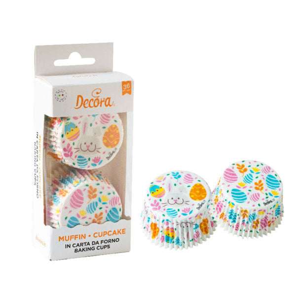Pirottini carta forno Karma a tema ovetti Pasqua ø50×32 mm, conf. 36 pz: cottura uniforme, antiaderenti. Perfetti per muffin e cupcake.