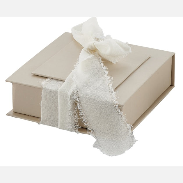 larcolaio larcolaio box liscia portaconfetti 13 x 13 x 4 cm bomboniera tortora con chiffon 1 pz ean 8059558632234