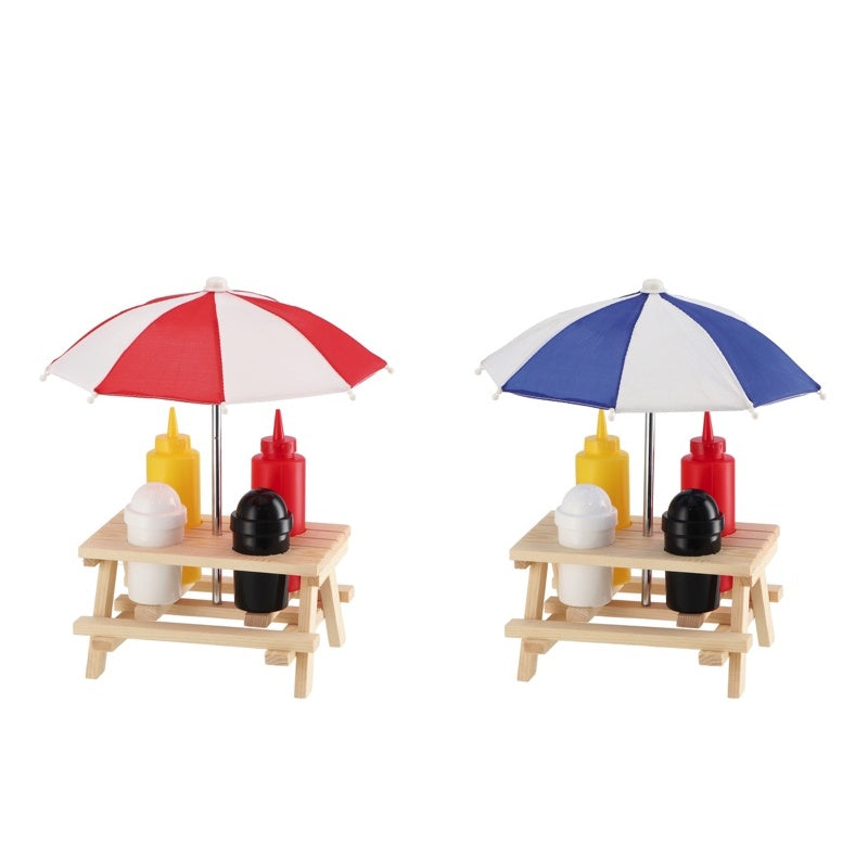 regalo italiano regalo italiano menage per salse sale e pepe 19 x 17 cm h 11 cm ombrellino bianco rosso o blu 1 pz ean 8057586113428