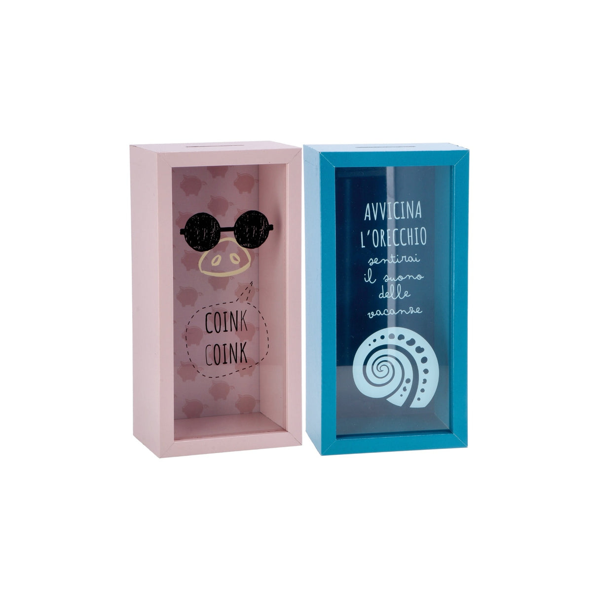 Italienisches Geschenk Italienisches Geschenk Sparbüchse aus MDF und Glas 13 x 8 cm, H 25 cm, dekorative, moderne Sparbüchse, 1 Stück, EAN 8057586123687