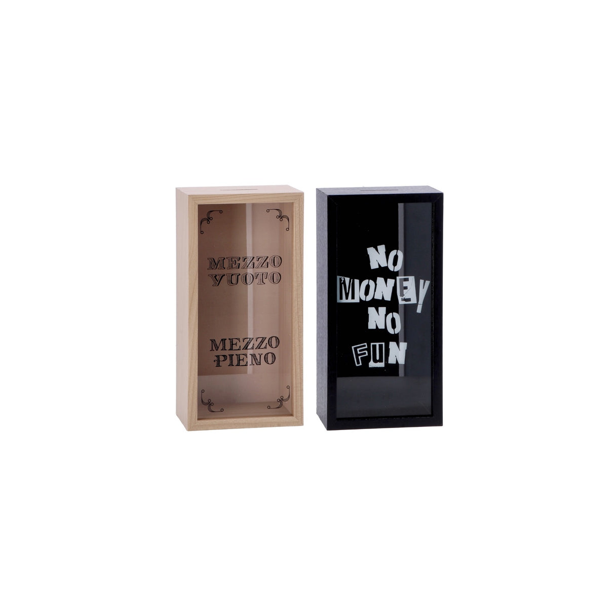 Italienisches Geschenk Italienisches Geschenk Sparbüchse aus MDF und Glas 15 x 10 cm, H 30 cm, dekorative, moderne Sparbüchse, 1 Stück, EAN 8057586123700