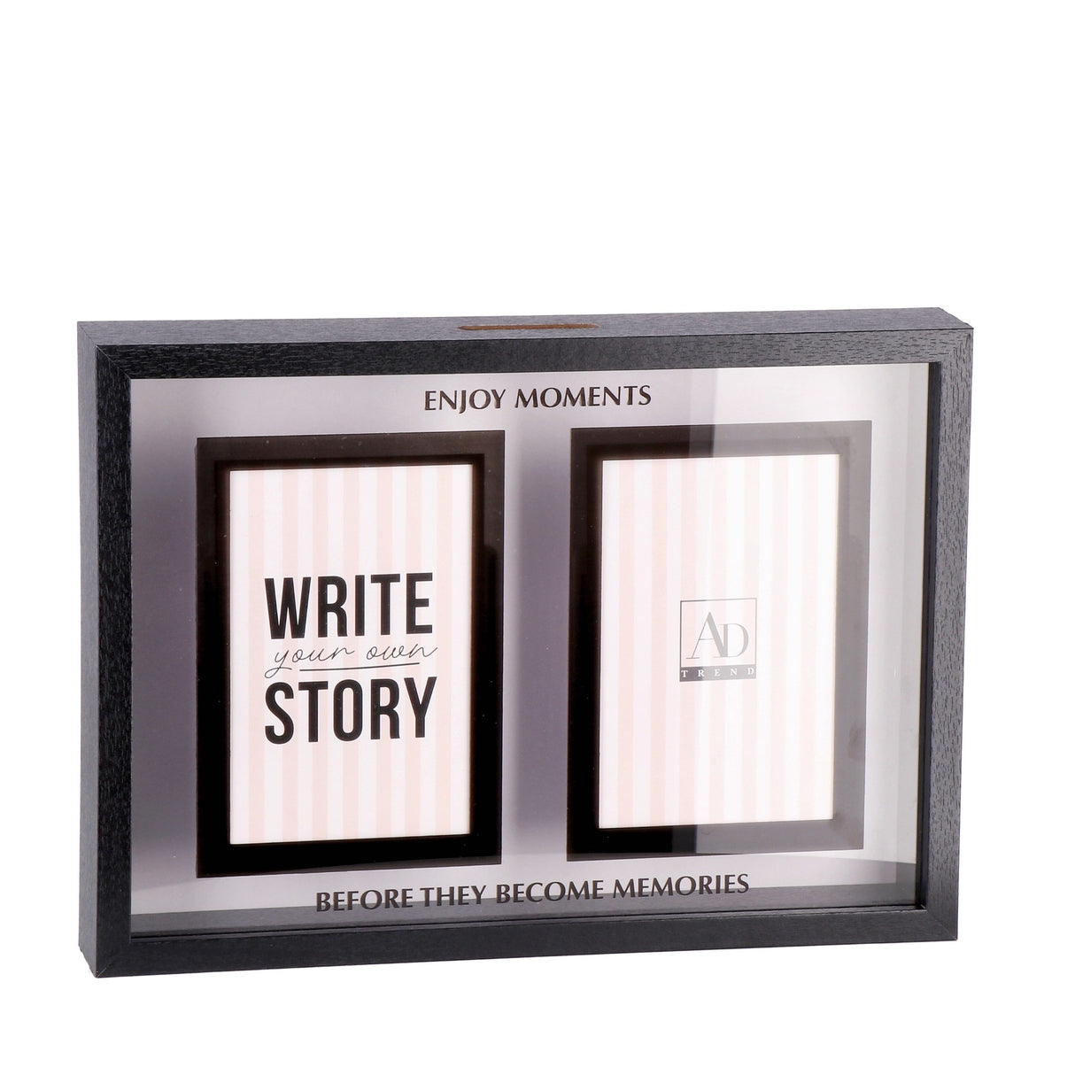 Italienisches Geschenk Italienisches Geschenk Sparbüchse aus MDF und Glas, 33 x 5 cm, H 24 cm, mit 2 Fotos, dekorative, moderne Sparbüchse für die Wohnkultur, EAN 8057586123724