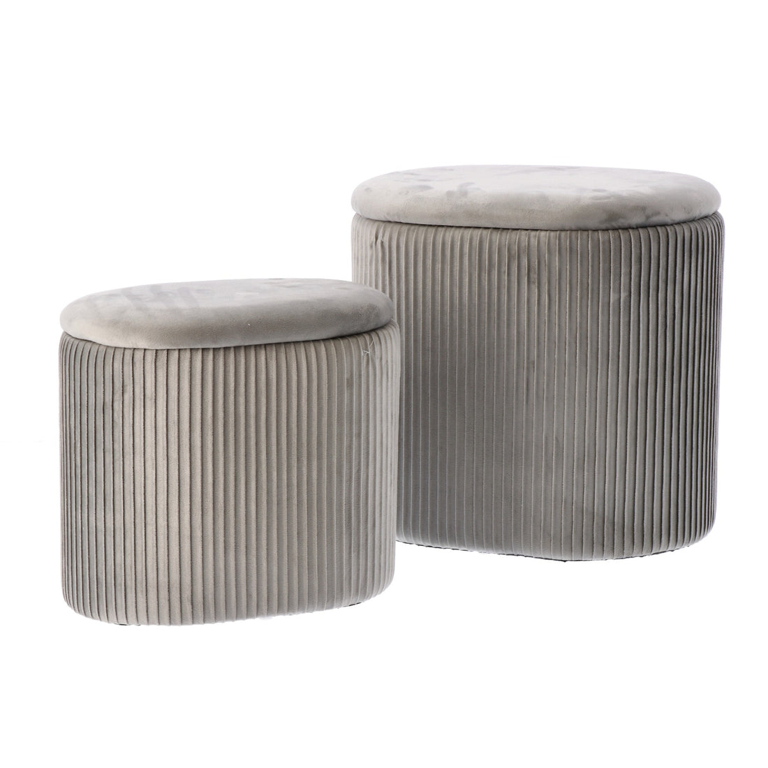 regalo italiano regalo italiano set 2 pouf contenitore iskra grigio velluto h 31 38 cm pouf contenitore design moderno salvaspazio arredo casa ean 8057586181847
