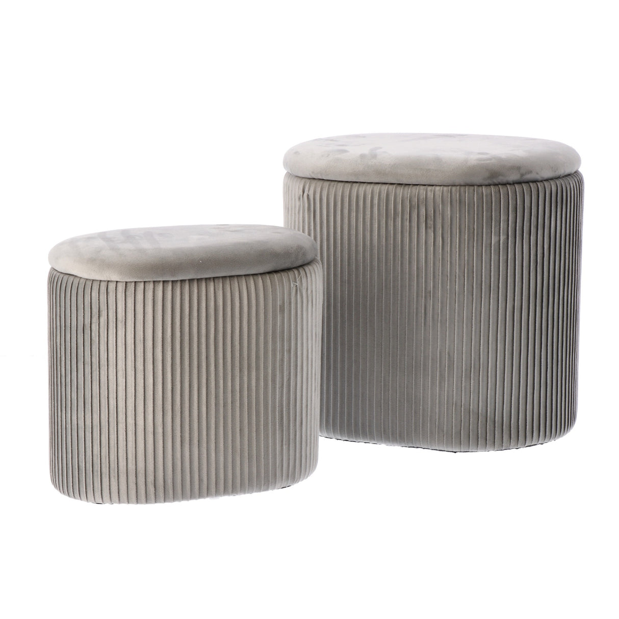 Italienisches Geschenk Italienisches Geschenk Set mit 2 Sitzkissen mit Stauraum „Iskra“ aus grauem Samt, H 31–38 cm, Sitzkissen mit Stauraum, modernes Design, platzsparend, Wohnaccessoire, EAN 8057586181847