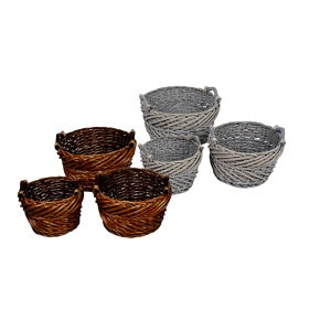 regalo italiano regalo italiano set 3 cesti in salice rotondi d 27 33 40 cm con manici 2 colori assortiti 1 pz ean 8057586131675
