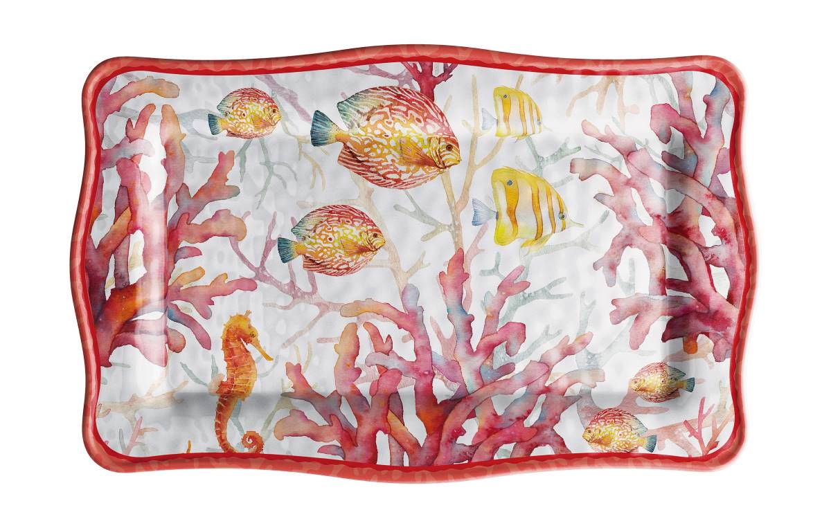 regalo italiano regalo italiano vassoio rettangolare melamina shell 36 x 23 cm h 2 cm rosso 1 pz