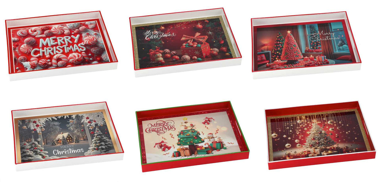 regalo italiano regalo italiano vassoio rettangolare natale plastica 40 x 30 cm h 5 cm ass multicolor 1 pz ean 8057586115149