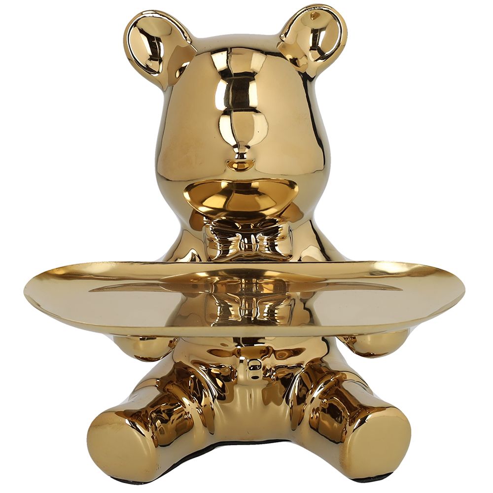 tognana tognana orso con vassoio home decor bear h 19 cm ceramica oro ean 8056444480146